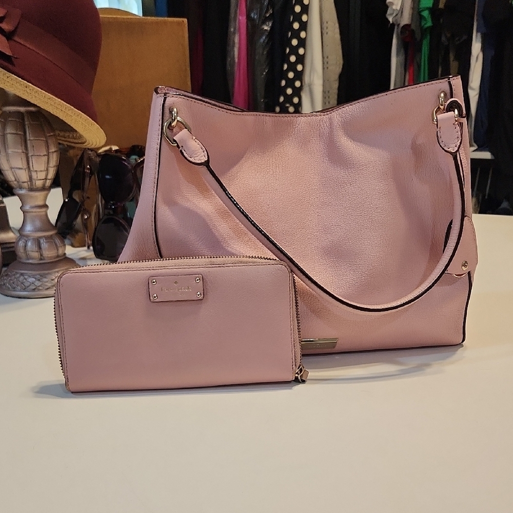 Kate Spade Elegant Blush Pink Women's Leather Bag and Wallet Set